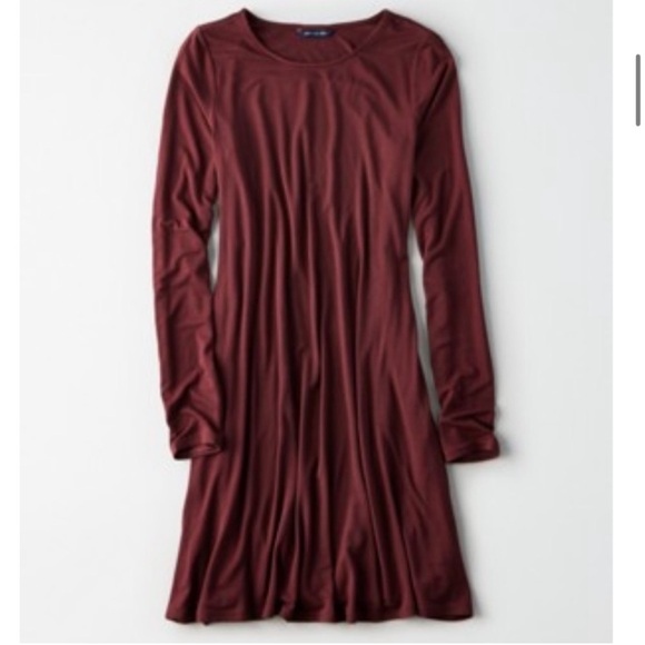 American Eagle Outfitters Dresses & Skirts - AEO American Eagle Long Sleeve knit Swing Dress Burgundy Red Wine